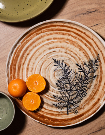 Тарілка з бортом Ideal Ceramic, з відбитками рослин Тарілка з бортом Ideal Ceramic, з відбитками рослин