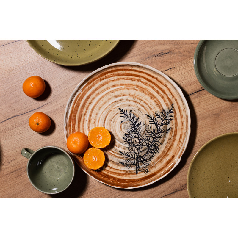 Тарілка з бортом Ideal Ceramic, з відбитками рослин Тарілка з бортом Ideal Ceramic, з відбитками рослин