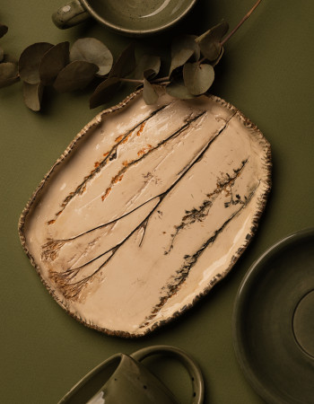 Тарілка Ideal Ceramic, з відбитками рослин Тарілка Ideal Ceramic, з відбитками рослин