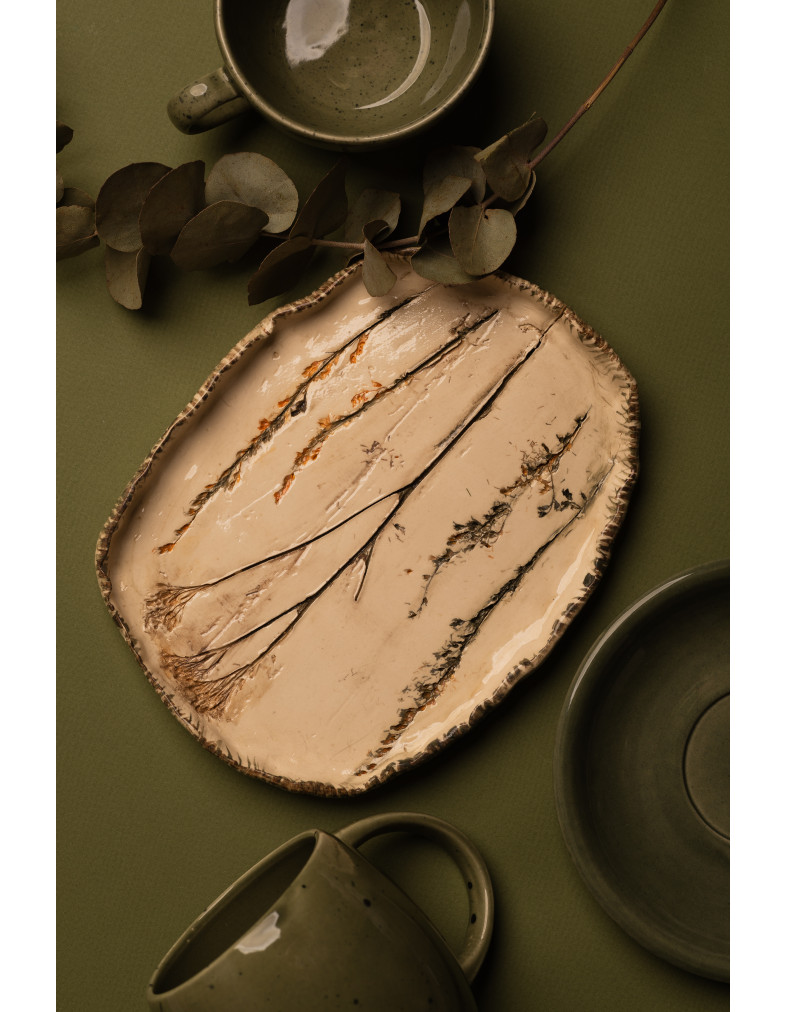 Тарілка Ideal Ceramic, з відбитками рослин