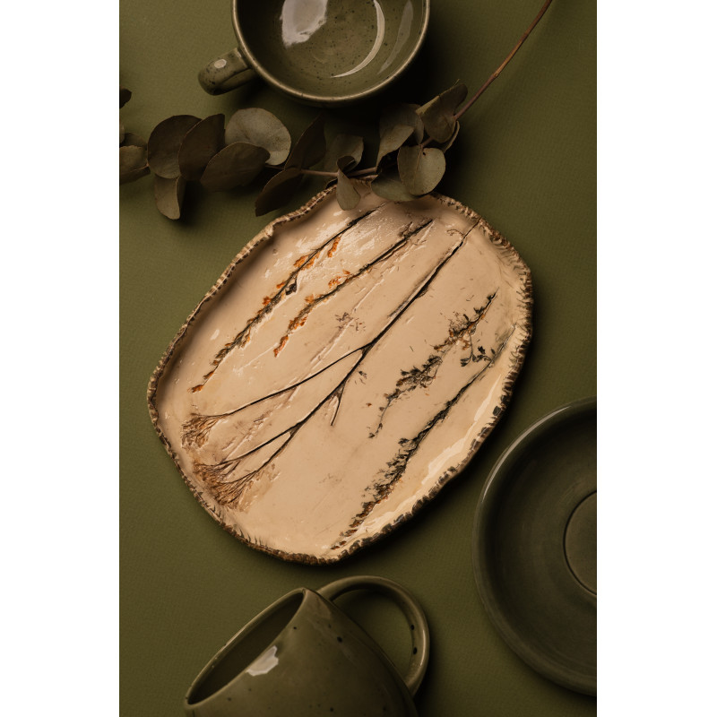 Тарілка Ideal Ceramic, з відбитками рослин Тарілка Ideal Ceramic, з відбитками рослин