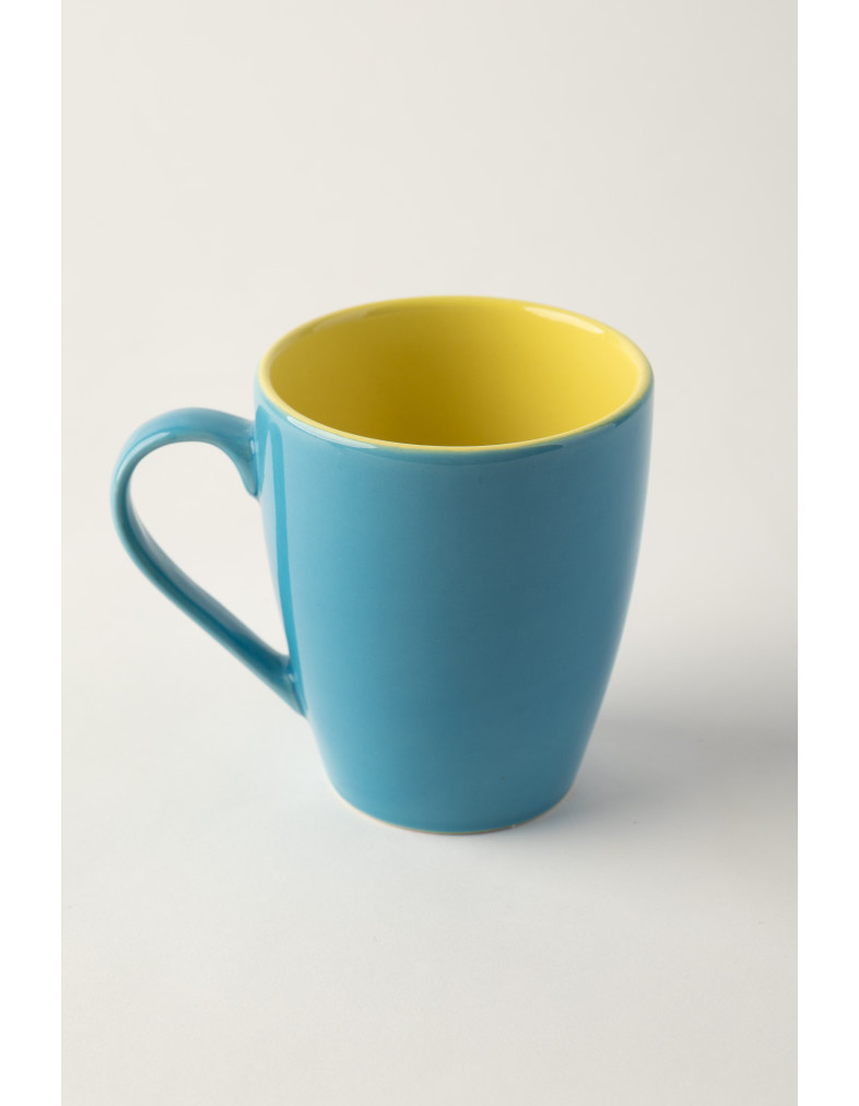 Чашка конус Ideal Ceramic 350мл, голуба з жовтим 