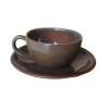 Чашка з блюдцем Ideal Ceramic 250мл, коричнева з зеленим Чашка з блюдцем Ideal Ceramic 250мл, коричнева з зеленим