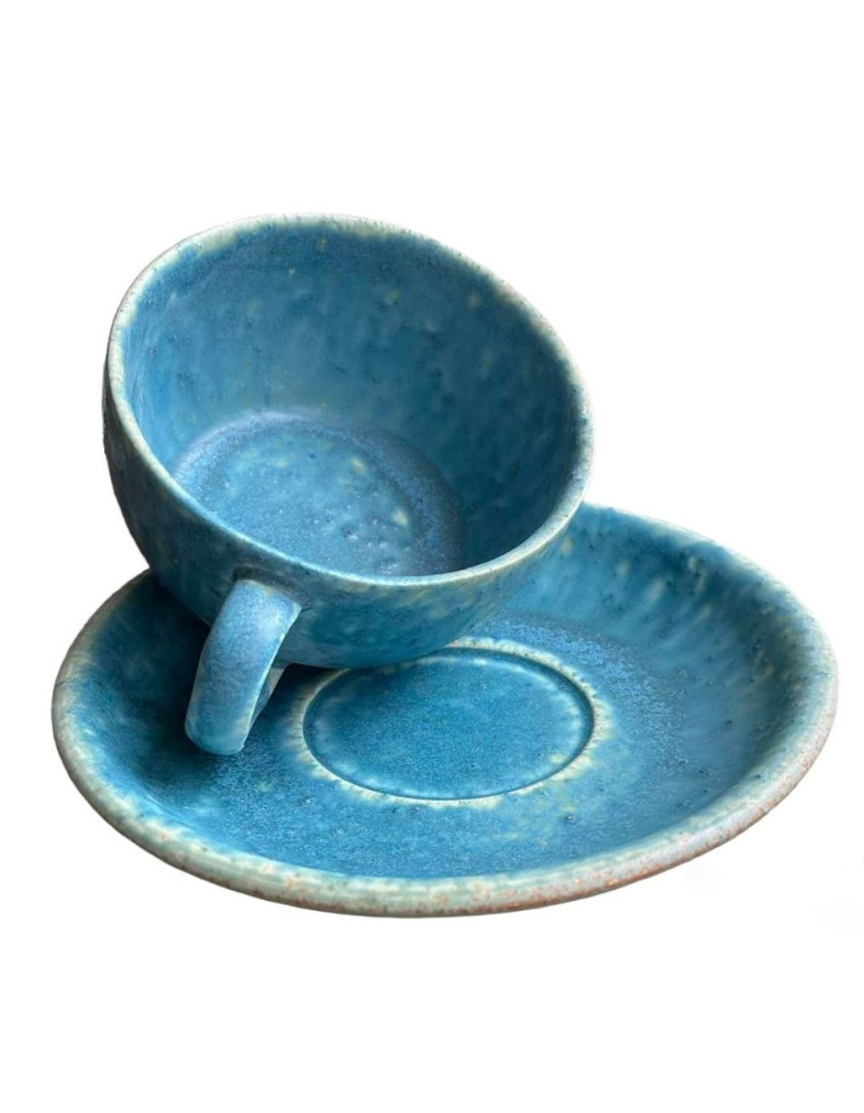 Чашка з блюдцем Ideal Ceramic 250мл, ефект м'ята